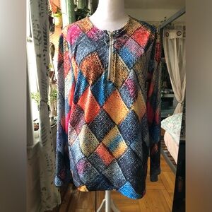 VIBRANT MULTICOLOR DIAMOND PATTERN WOMENS TOP 🌺